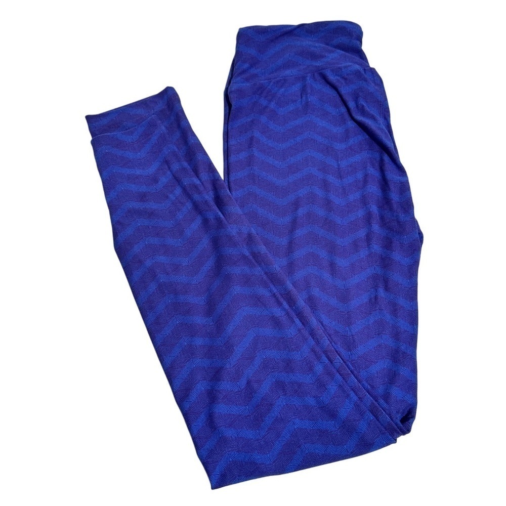 FREE LulaRoe OS Soft Leggings One Size Two Tone Blue Zig Zags 2-10